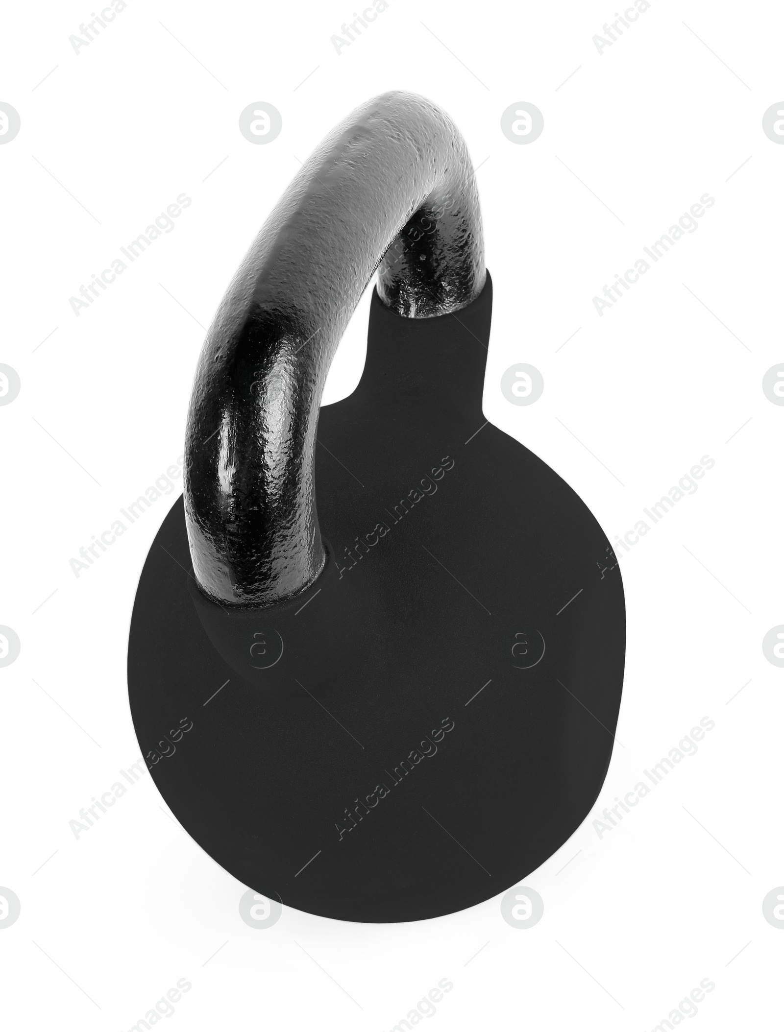 Image of One black kettlebell isolated on white. Workout equipment