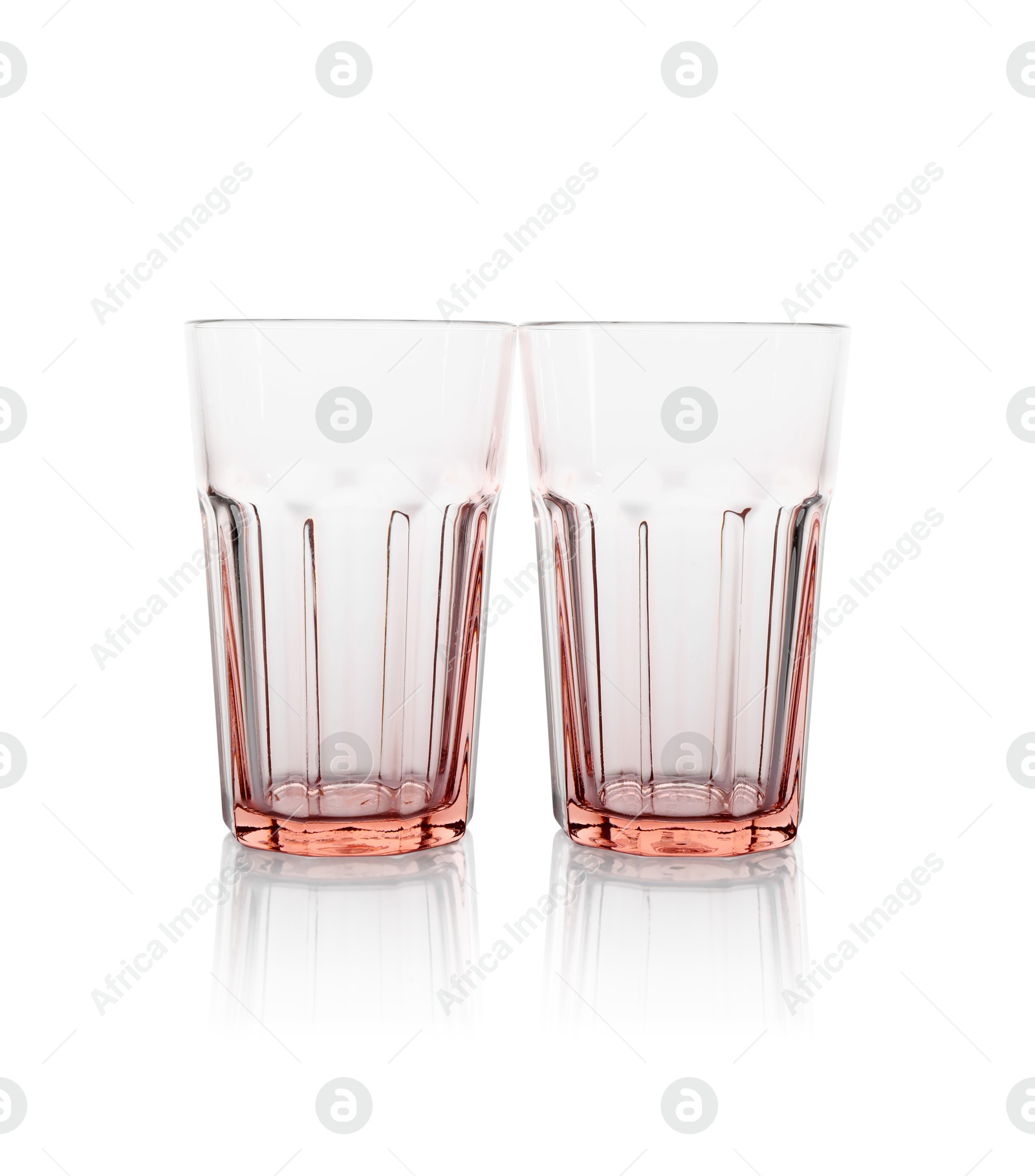 Photo of Two empty clean glasses isolated on white