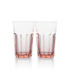 Photo of Two empty clean glasses isolated on white