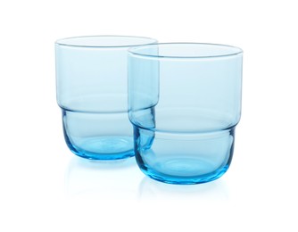 Photo of Two empty clean glasses isolated on white