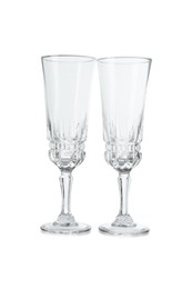 Photo of Two empty clean glasses isolated on white