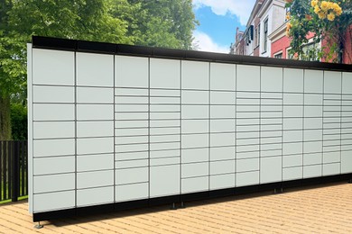 Image of Modern postal machine for parcels and letters outdoors