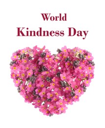 Image of World Kindness Day. Heart made with beautiful forget-me-not flowers on white background