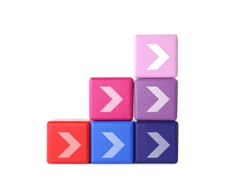 Image of Colorful cubes with arrows isolated on white