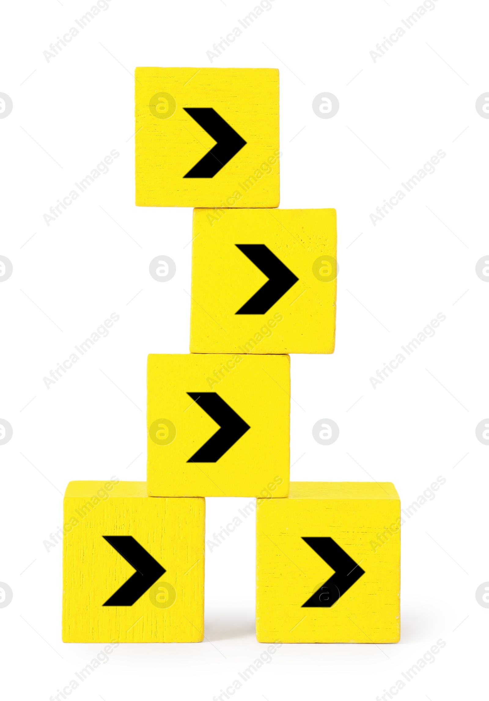 Image of Yellow cubes with black arrows on white background