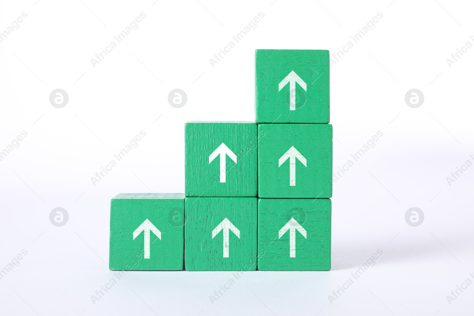 Image of Green cubes with arrows on white background