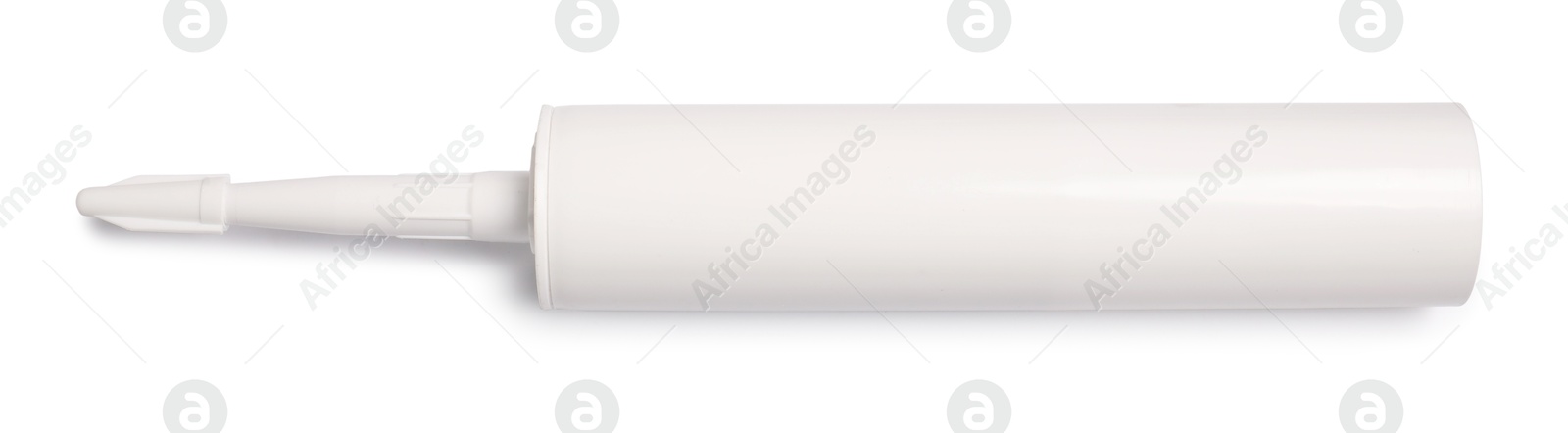 Photo of Glue gun tube isolated on white, top view