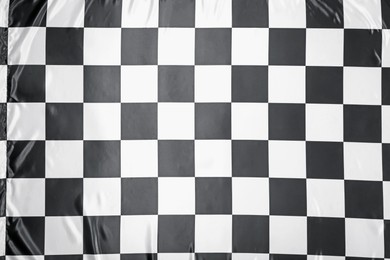 Photo of Checkered finish flag as background, top view