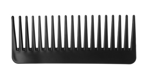 Photo of One black plastic comb isolated on white