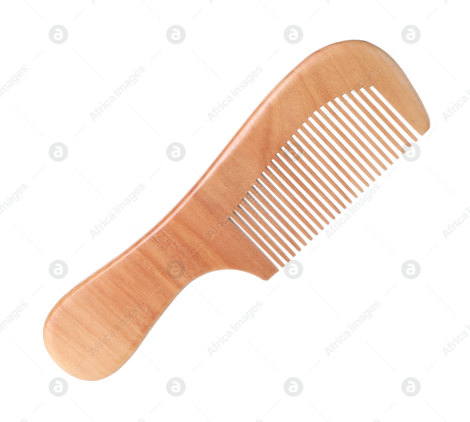 Photo of One wooden hair comb isolated on white