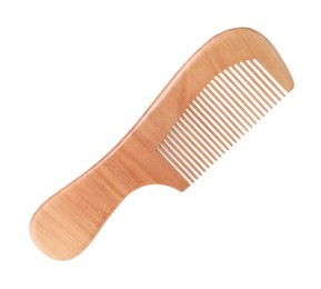 Photo of One wooden hair comb isolated on white