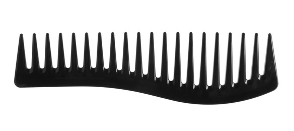 Photo of One black plastic comb isolated on white