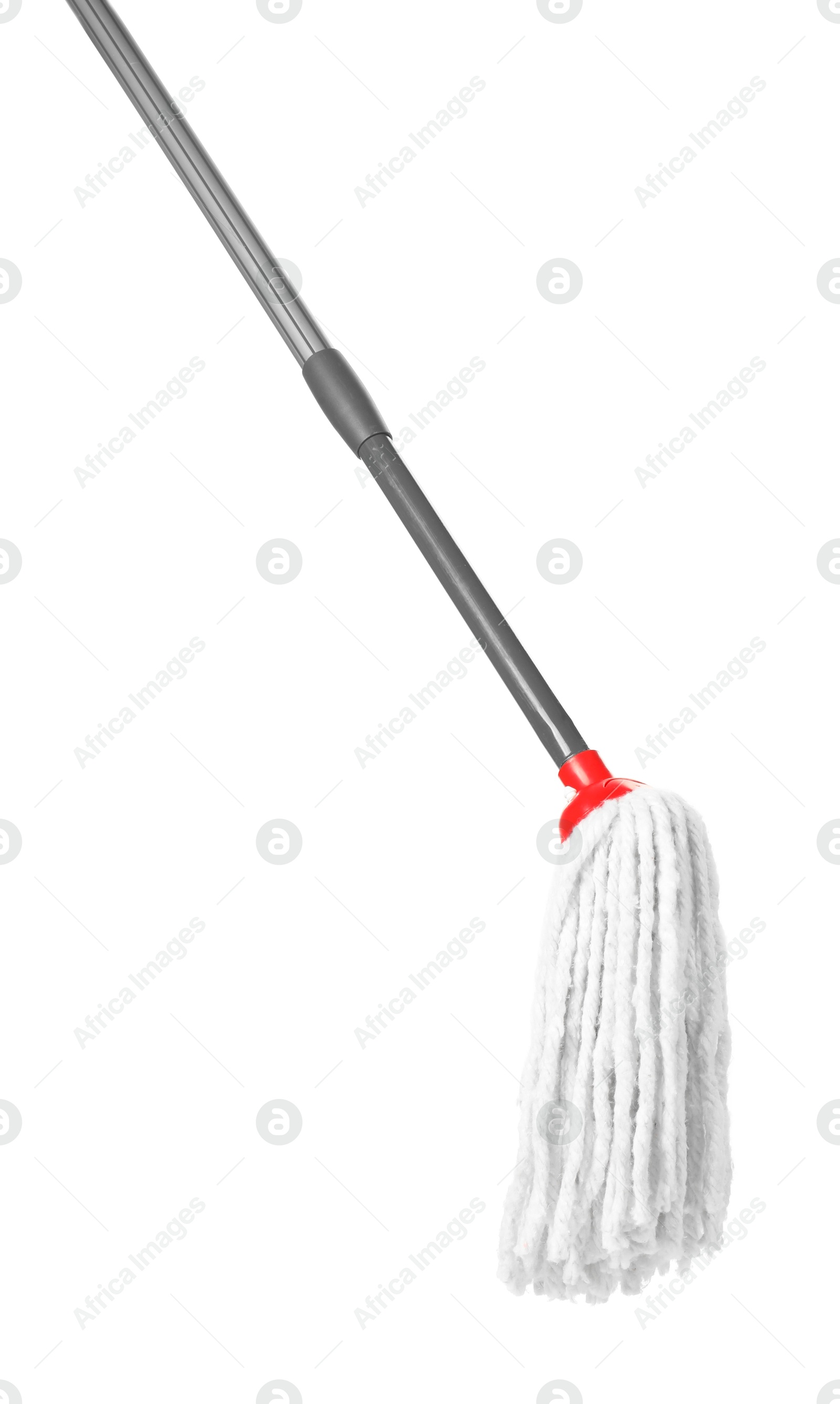 Photo of String mop isolated on white. Cleaning equipment