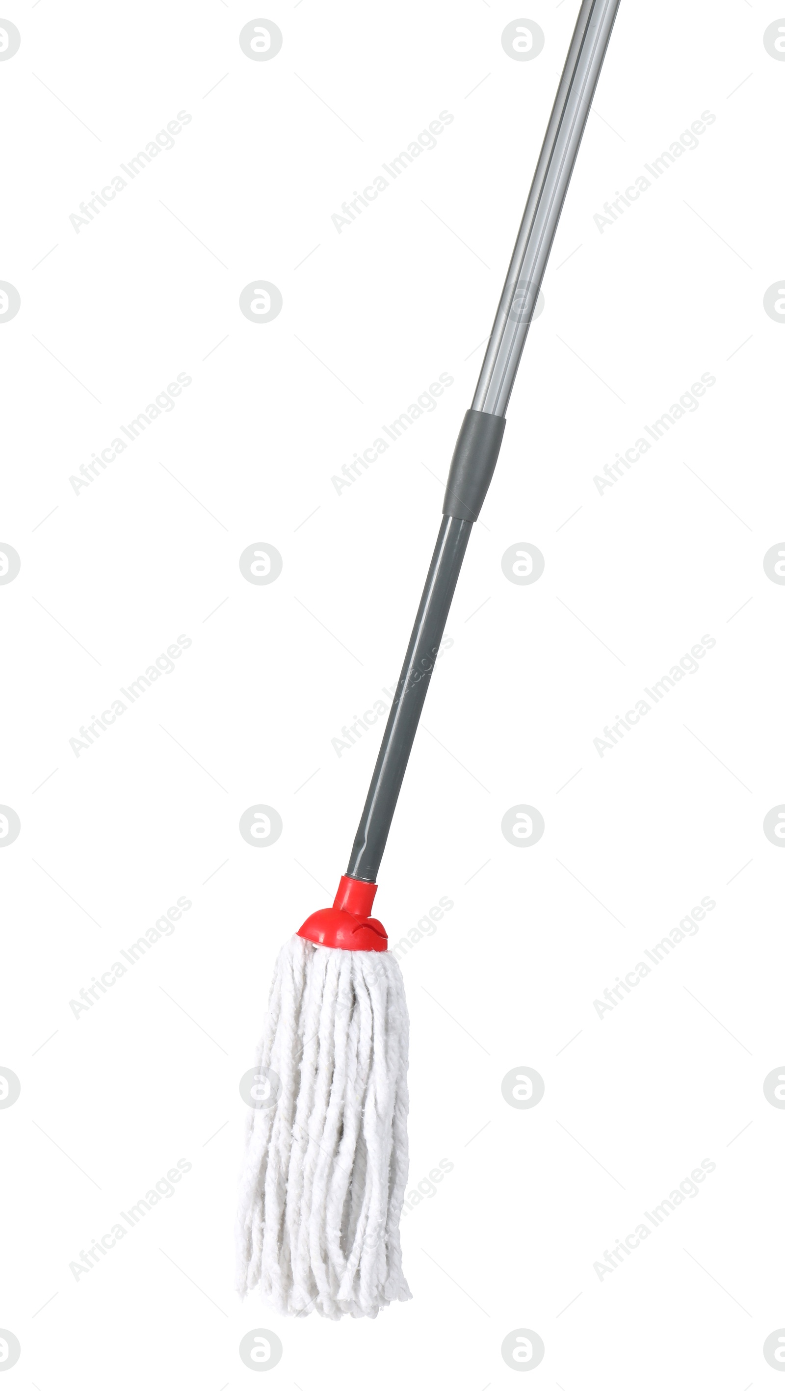 Photo of String mop isolated on white. Cleaning equipment