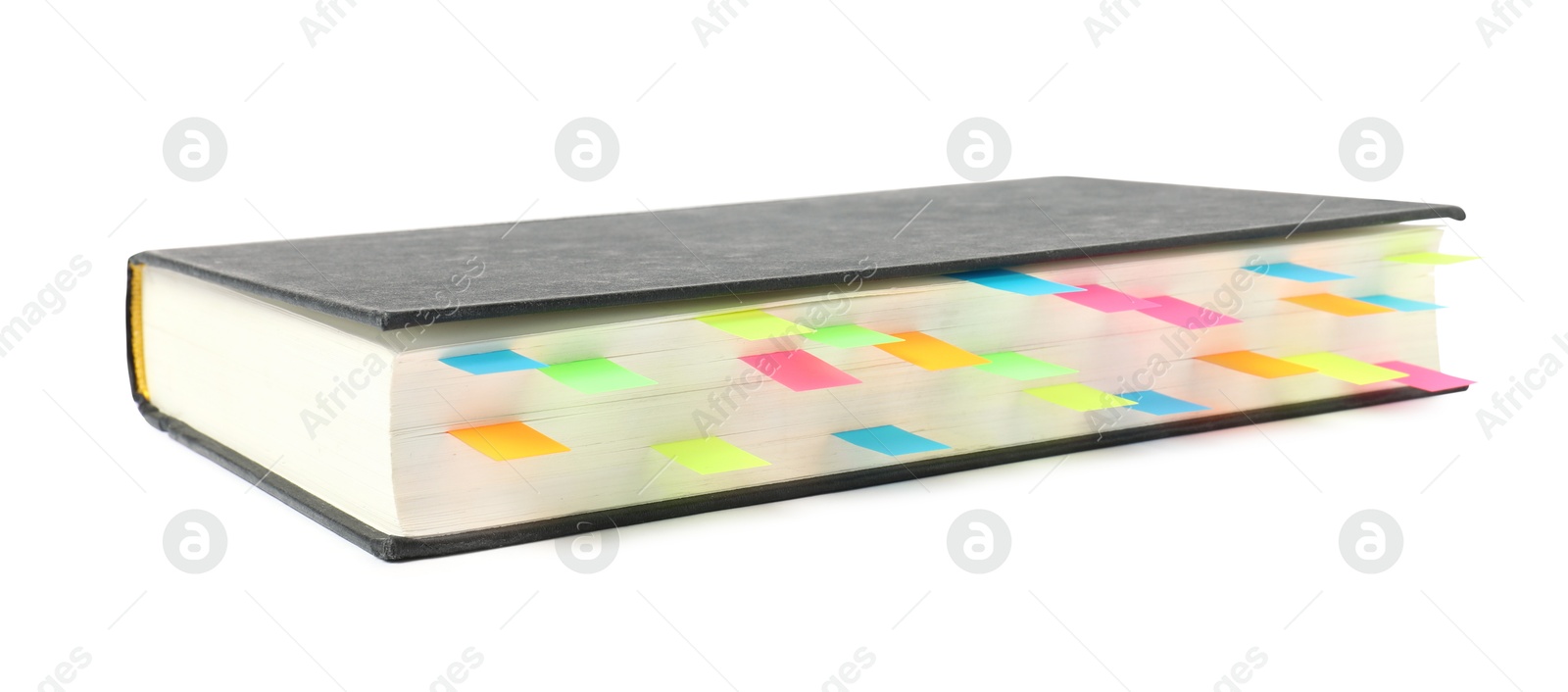 Photo of Book with colorful tabs isolated on white