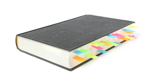 Photo of Book with colorful tabs isolated on white