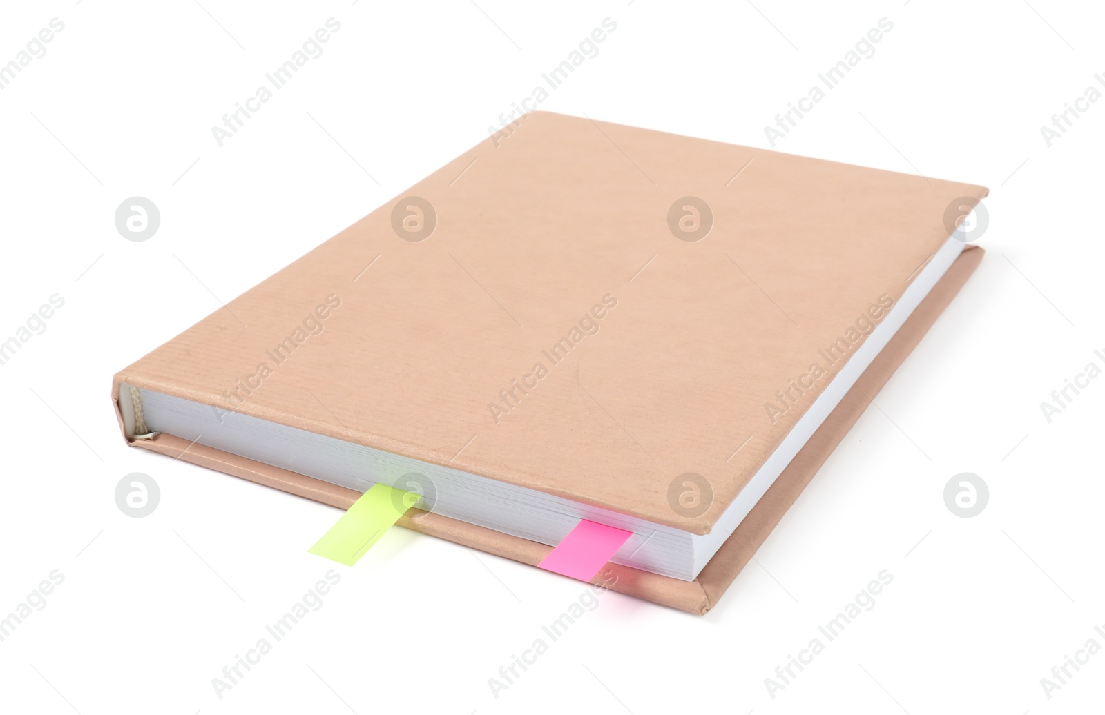 Photo of Book with colorful tabs isolated on white