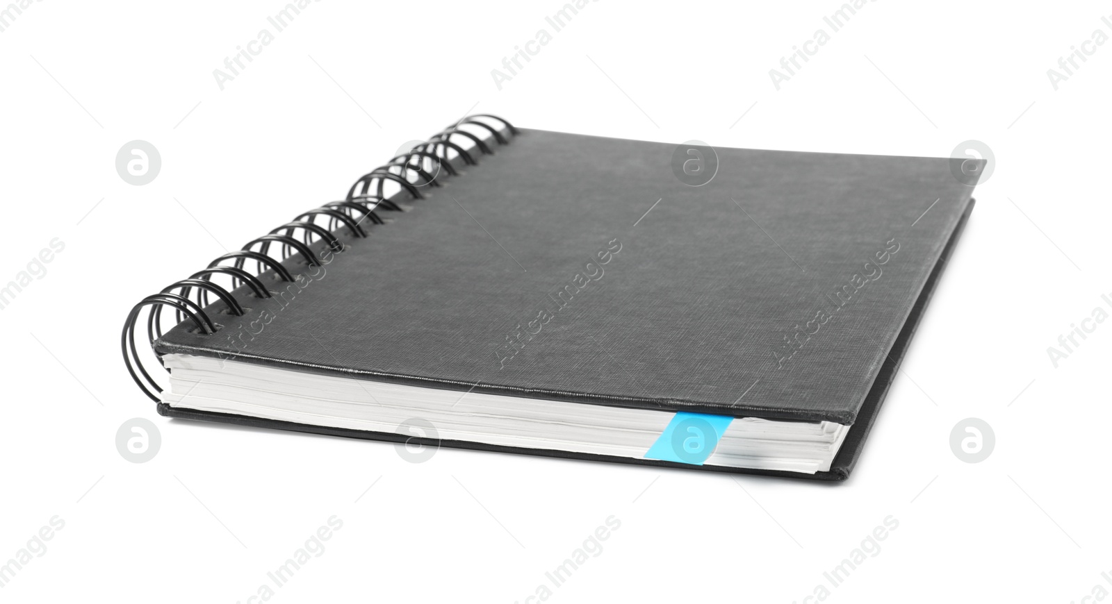 Photo of Notebook with colorful tabs isolated on white