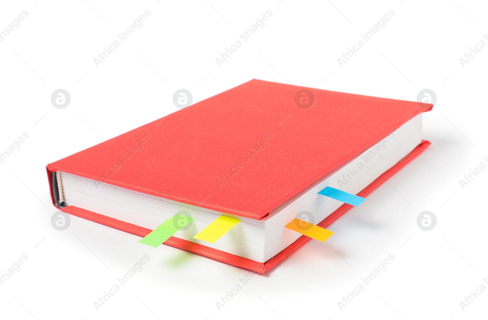 Photo of Book with colorful tabs isolated on white