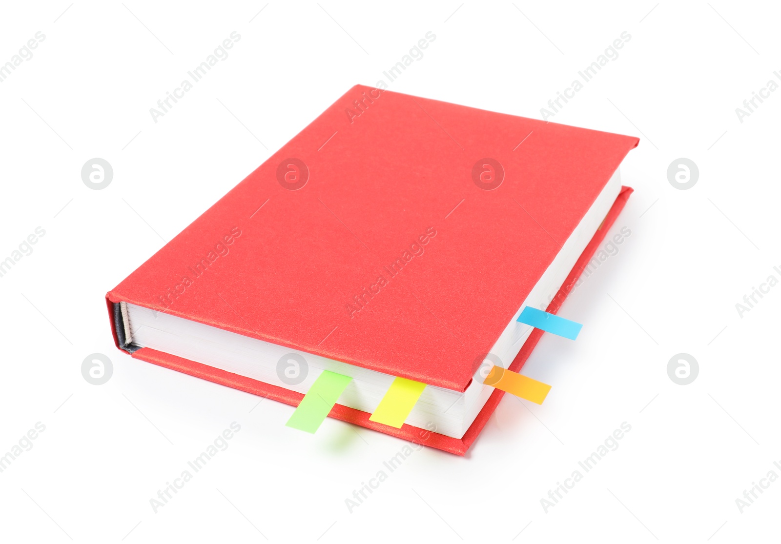 Photo of Book with colorful tabs isolated on white