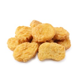 Photo of Many tasty chicken nuggets isolated on white