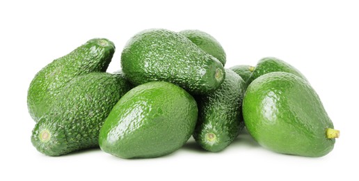 Photo of Pile of whole ripe avocados isolated on white