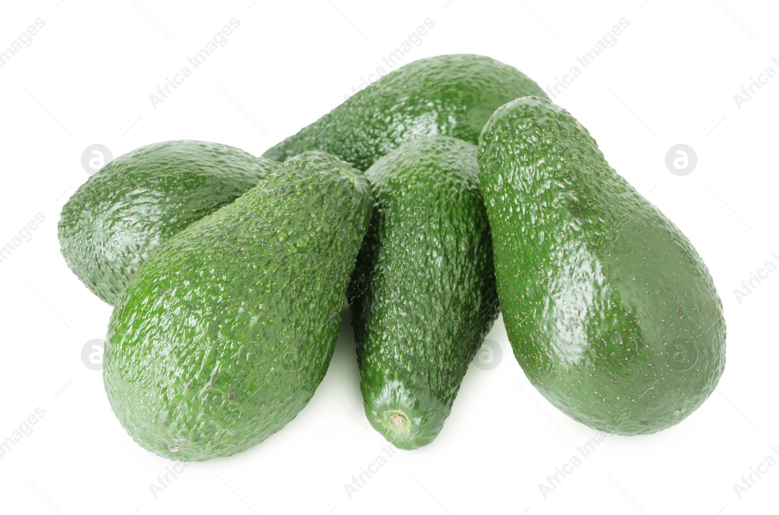 Photo of Pile of whole ripe avocados isolated on white