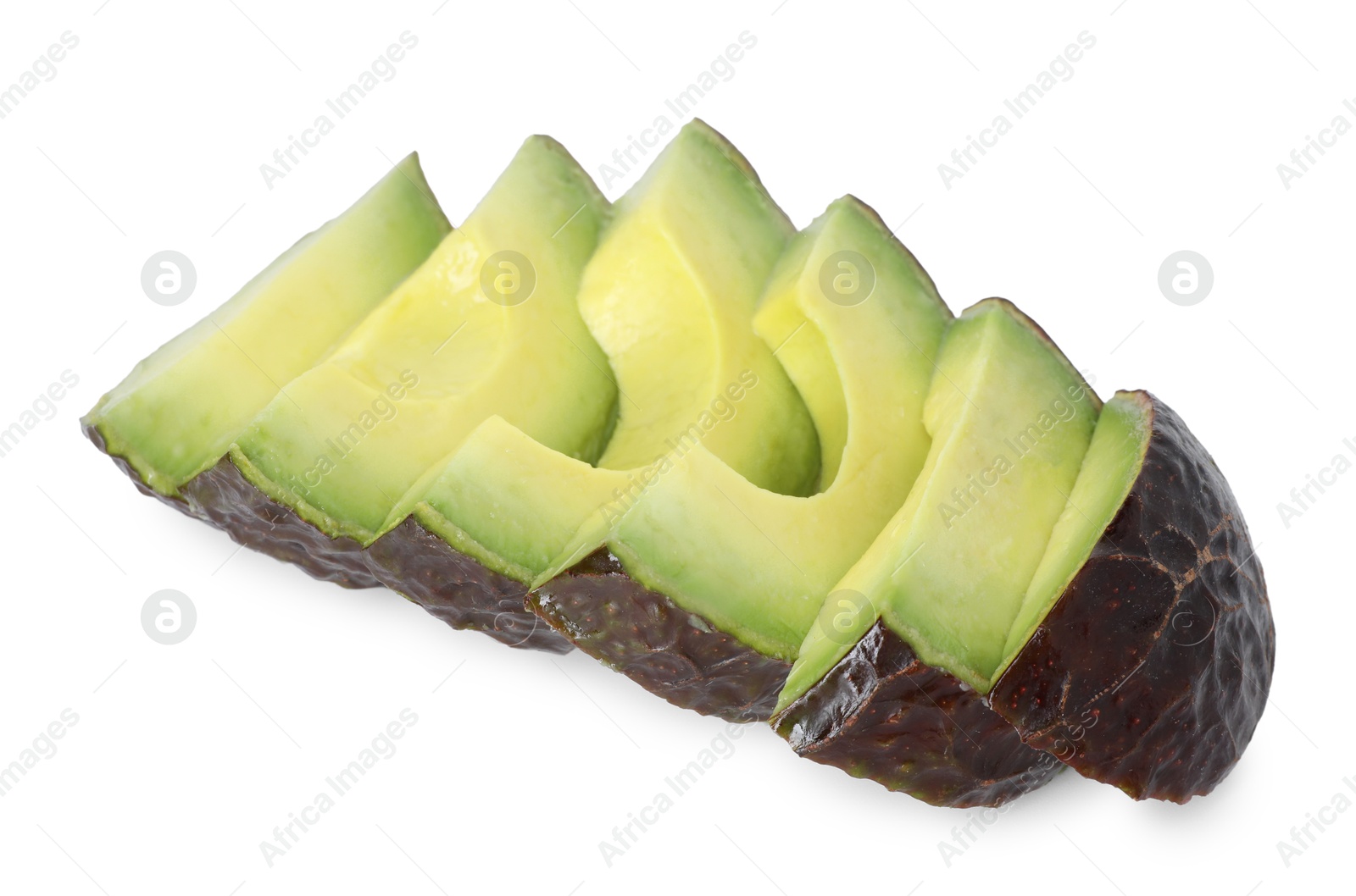 Photo of Slices of ripe avocado isolated on white