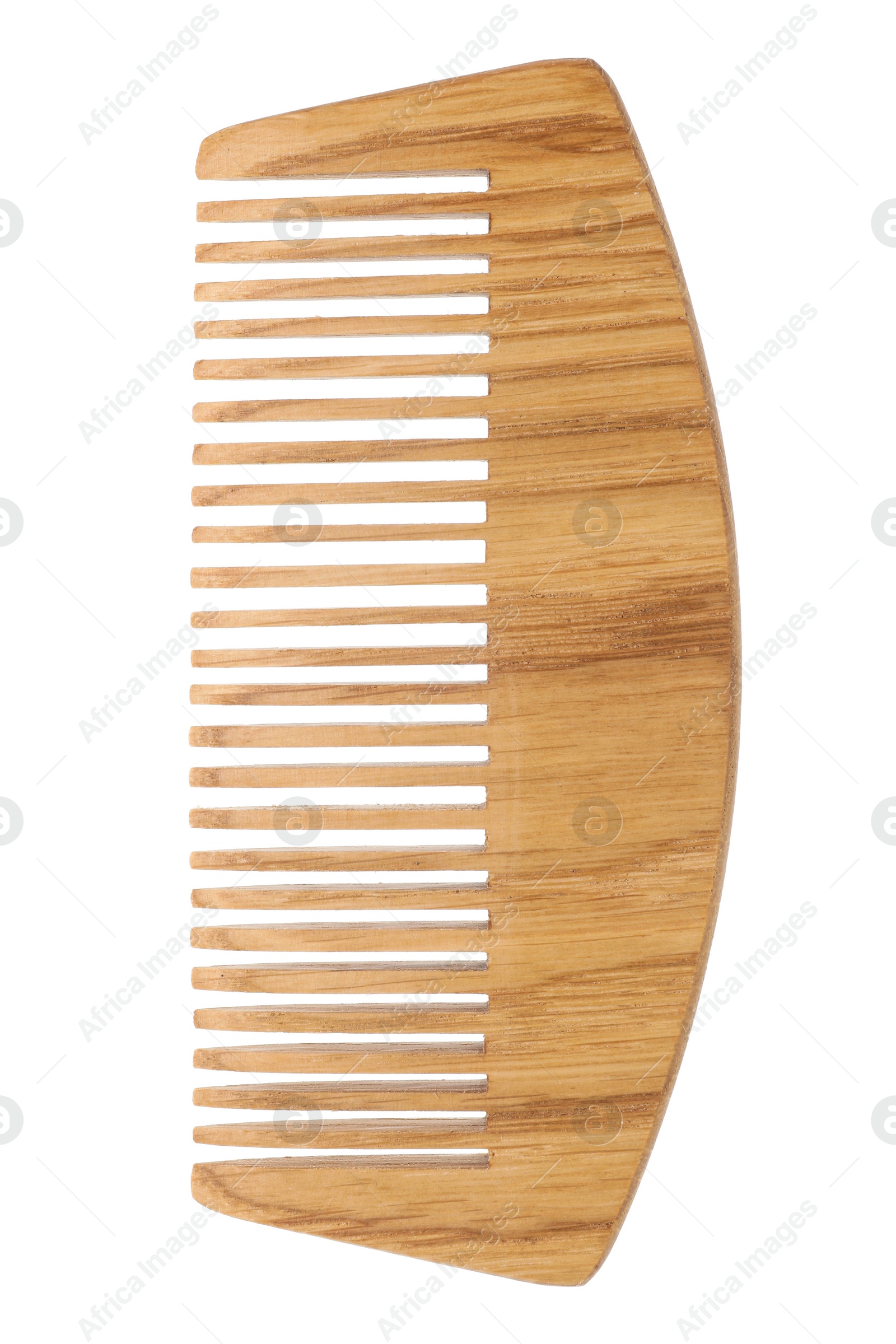 Photo of One wooden hair comb isolated on white