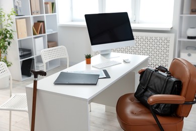 Photo of Doctor's workplace in medical office. Healthcare service