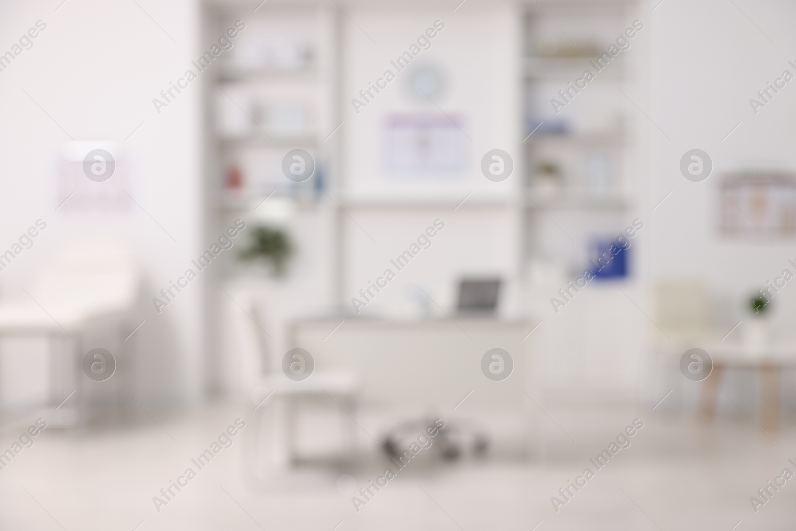 Photo of Blurred view of doctor's workplace in medical office