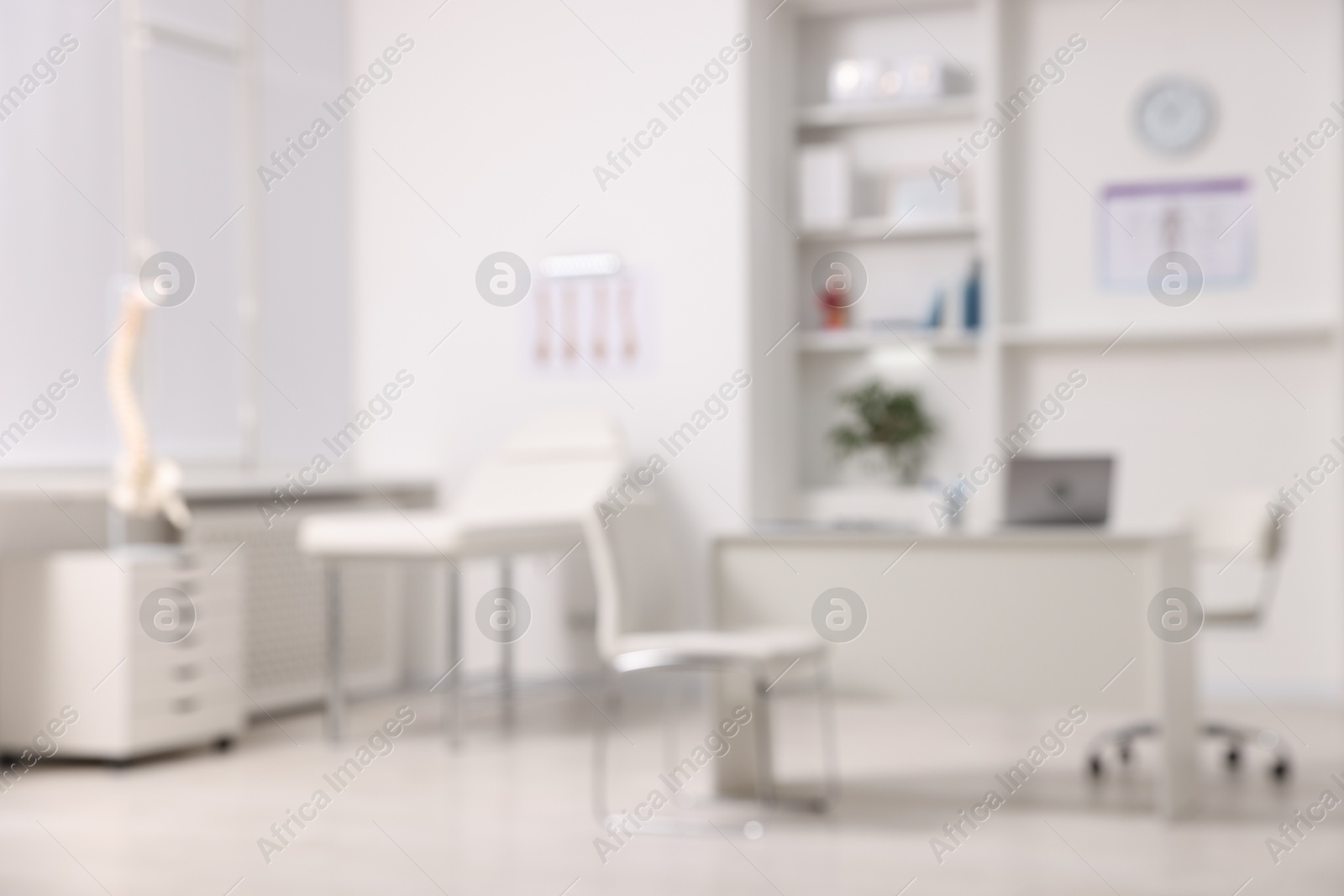 Photo of Blurred view of doctor's workplace in medical office