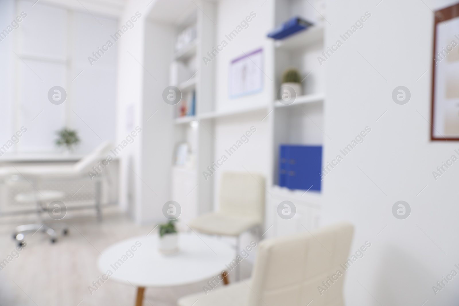 Photo of Blurred view of waiting area in medical office