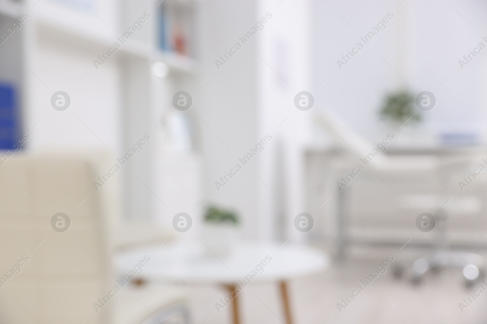 Photo of Blurred view of waiting area in medical office