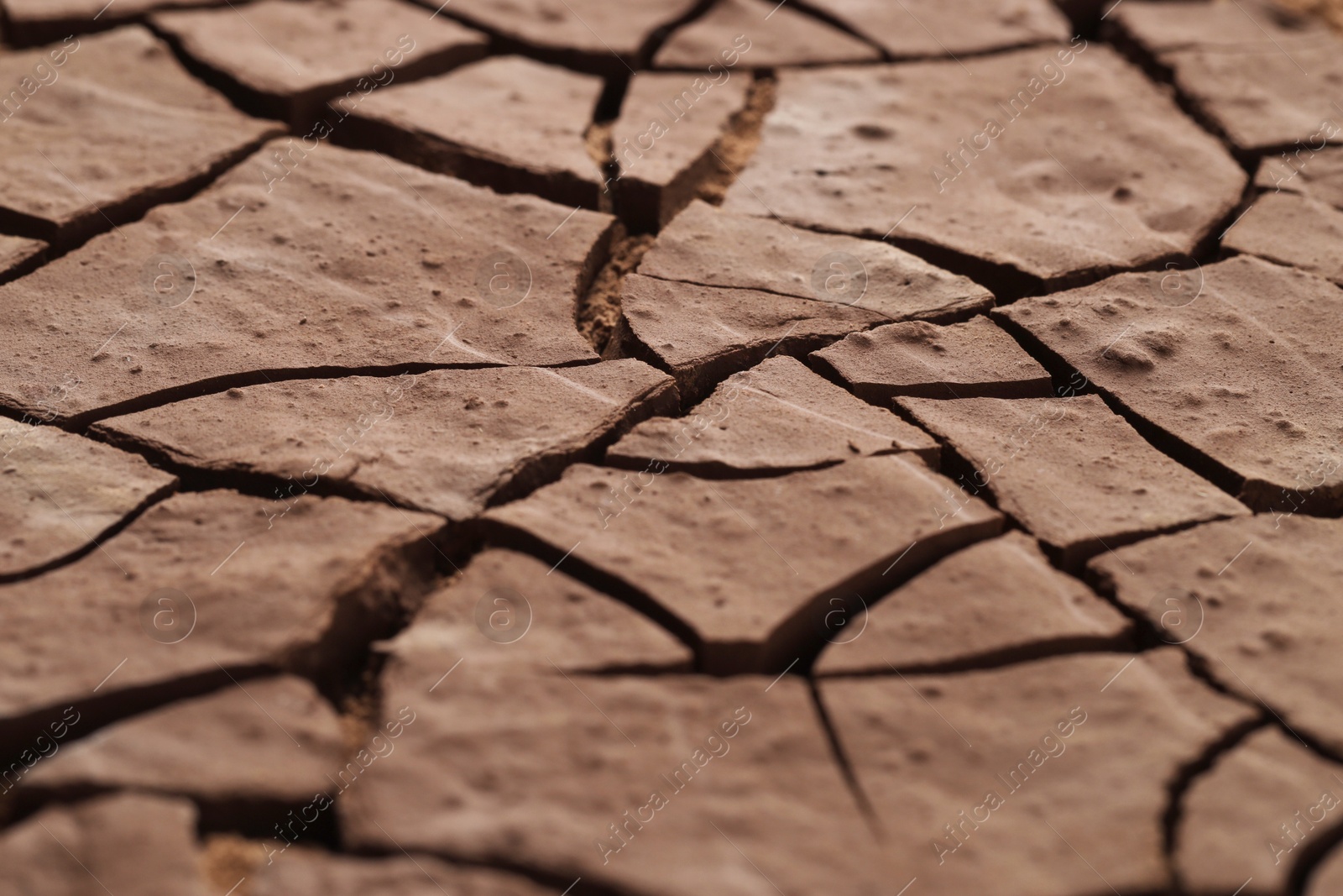 Photo of Dry cracked ground as background, closeup. Global warming