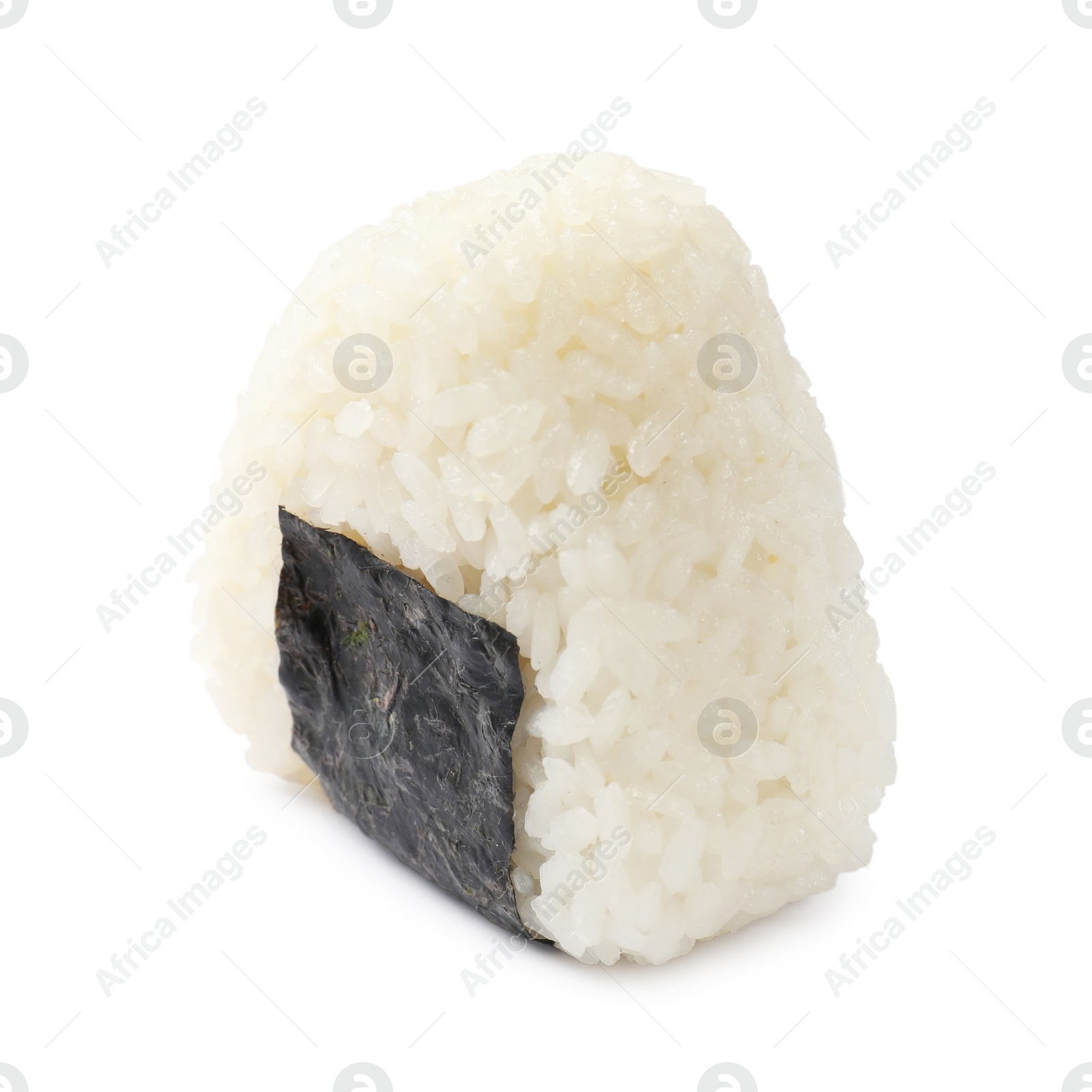 Photo of Rice ball (onigiri) isolated on white. Traditional Japanese dish