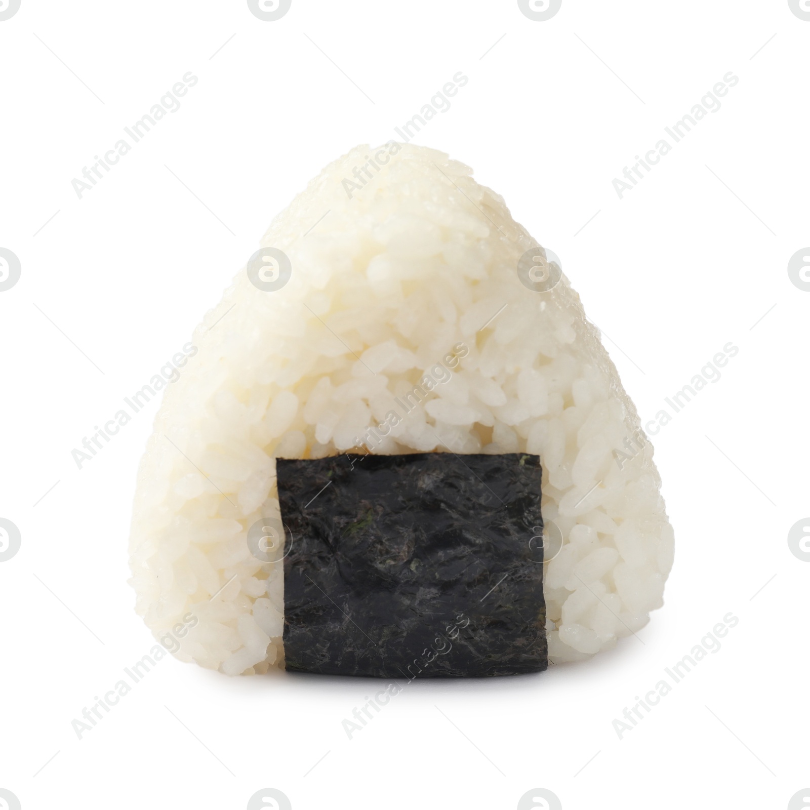 Photo of Rice ball (onigiri) isolated on white. Traditional Japanese dish