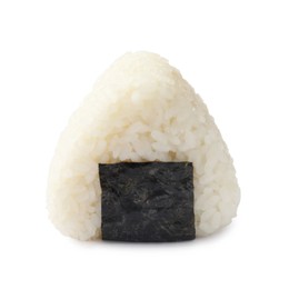 Photo of Rice ball (onigiri) isolated on white. Traditional Japanese dish