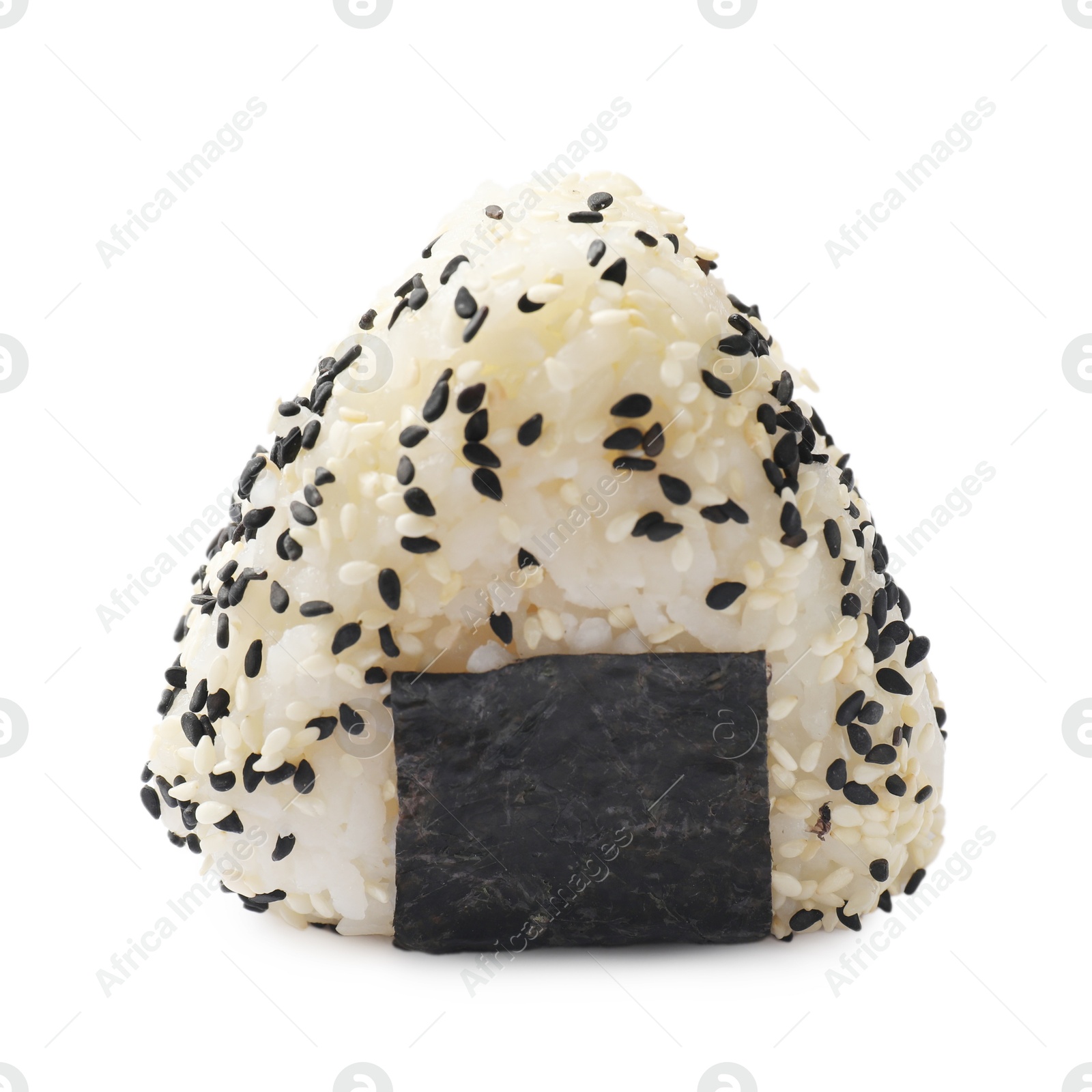 Photo of Rice ball (onigiri) isolated on white. Traditional Japanese dish