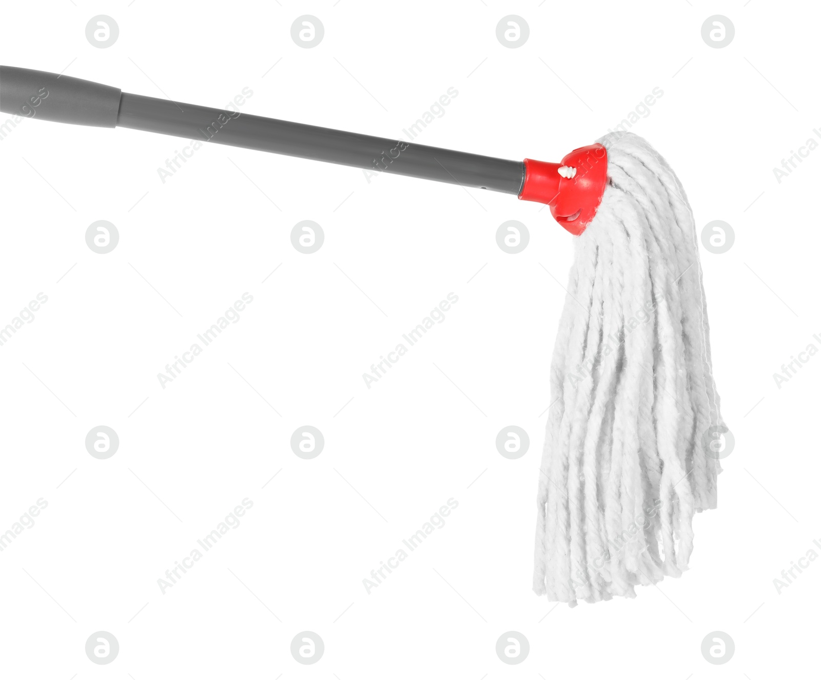 Photo of String mop isolated on white. Cleaning equipment