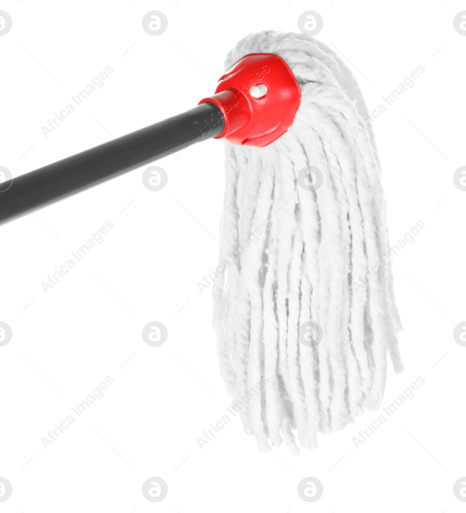 Photo of String mop isolated on white. Cleaning equipment