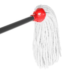 Photo of String mop isolated on white. Cleaning equipment