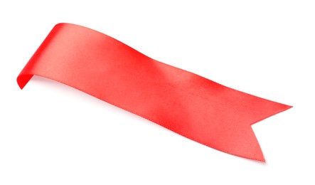 Photo of One red ribbon bookmark isolated on white