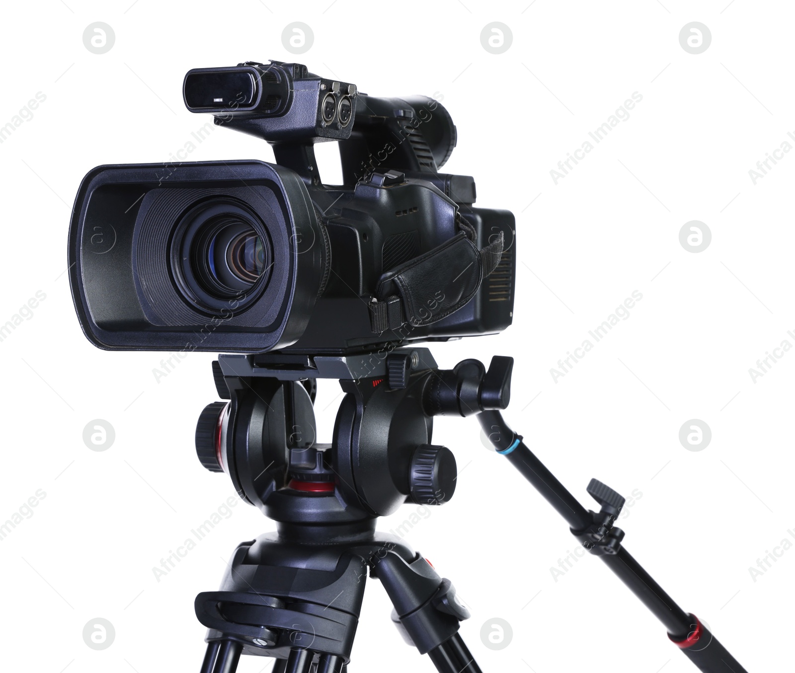 Photo of Modern professional video camera isolated on white