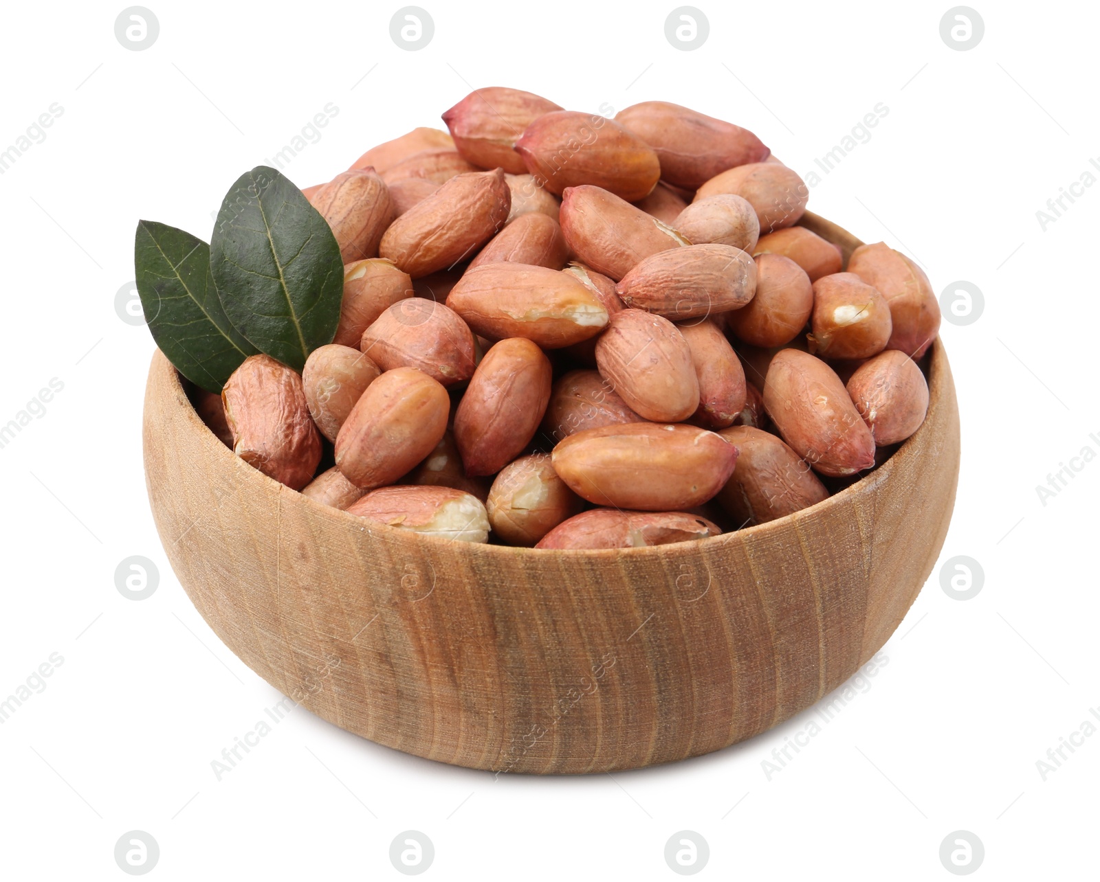 Fresh peanuts in bowl isolated on white Photo of Fresh peanuts in bowl isolated on white