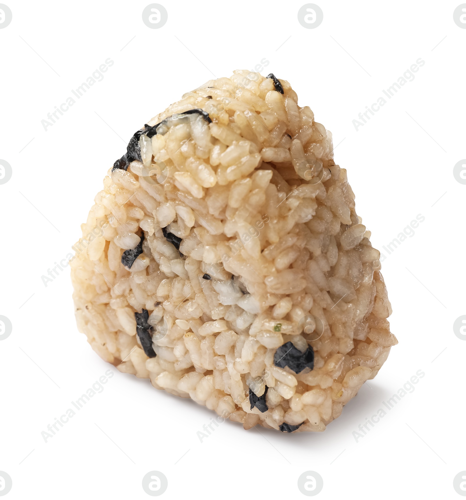 Photo of Rice ball (onigiri) isolated on white. Traditional Japanese dish