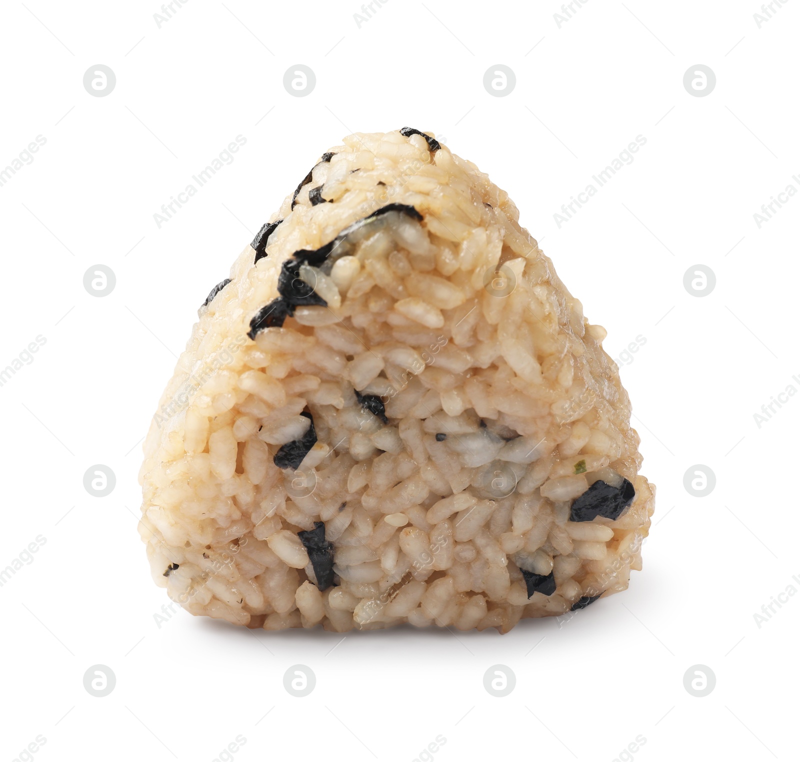 Photo of Rice ball (onigiri) isolated on white. Traditional Japanese dish