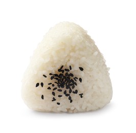 Photo of Rice ball (onigiri) isolated on white. Traditional Japanese dish