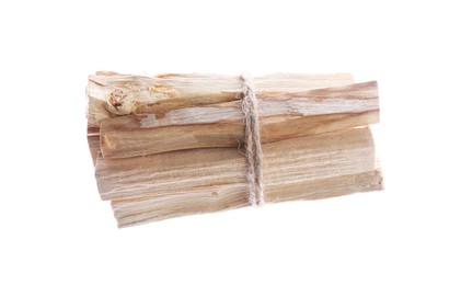 Photo of Bunch of palo santo sticks on white background