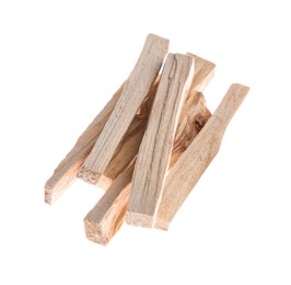 Photo of Pile of palo santo sticks on white background